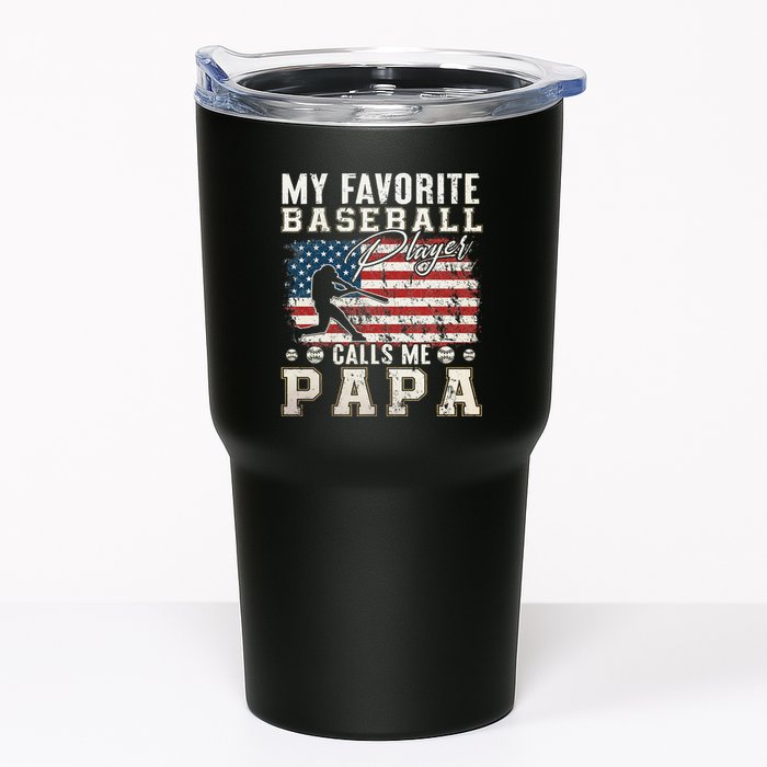 My Favorite Baseball Player Calls Me Papa American Flag Tumbler