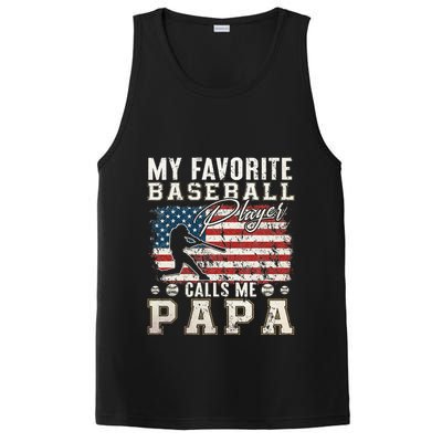 My Favorite Baseball Player Calls Me Papa American Flag PosiCharge Competitor Tank