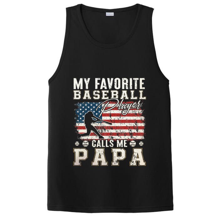 My Favorite Baseball Player Calls Me Papa American Flag PosiCharge Competitor Tank