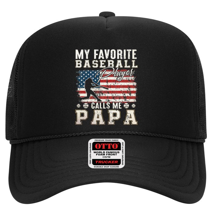 My Favorite Baseball Player Calls Me Papa American Flag Trucker Hat