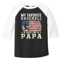 My Favorite Baseball Player Calls Me Papa American Flag Toddler Fine Jersey T-Shirt