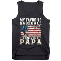 My Favorite Baseball Player Calls Me Papa American Flag Tank Top