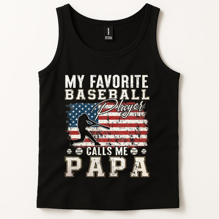 My Favorite Baseball Player Calls Me Papa American Flag Tank Top