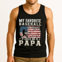 My Favorite Baseball Player Calls Me Papa American Flag Tank Top