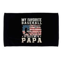 My Favorite Baseball Player Calls Me Papa American Flag Microfiber Hand Towel