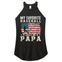 My Favorite Baseball Player Calls Me Papa American Flag Women's Perfect Tri Rocker Tank