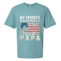My Favorite Baseball Player Calls Me Papa American Flag Sueded Cloud Jersey T-Shirt
