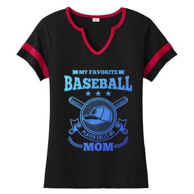 My Favorite Baseball Player Calls Me Mom Gifgift Ladies Halftime Notch Neck Tee