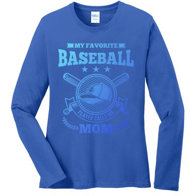 My Favorite Baseball Player Calls Me Mom Gifgift Ladies Long Sleeve Shirt