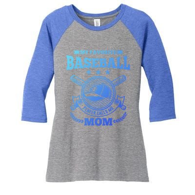 My Favorite Baseball Player Calls Me Mom Gifgift Women's Tri-Blend 3/4-Sleeve Raglan Shirt