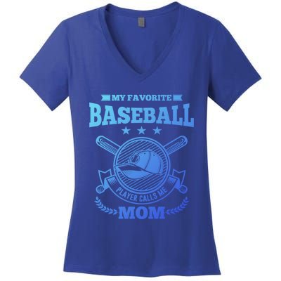 My Favorite Baseball Player Calls Me Mom Gifgift Women's V-Neck T-Shirt