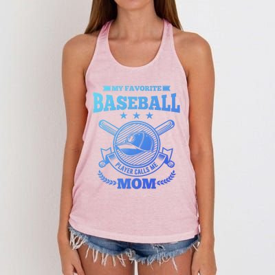 My Favorite Baseball Player Calls Me Mom Gifgift Women's Knotted Racerback Tank