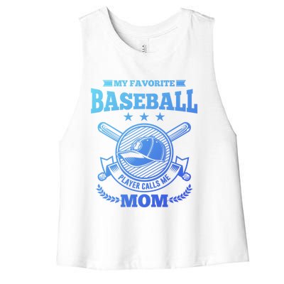 My Favorite Baseball Player Calls Me Mom Gifgift Women's Racerback Cropped Tank