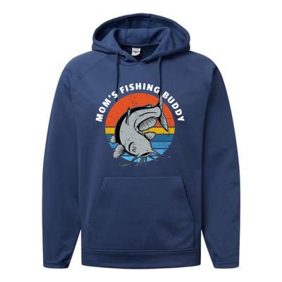 Mom's Fishing Buddy Catfish Graphic Gift Performance Fleece Hoodie