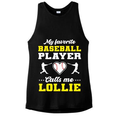 My Favorite Baseball Player Calls Me Lollie Mother's Day Ladies PosiCharge Tri-Blend Wicking Tank