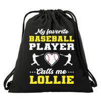 My Favorite Baseball Player Calls Me Lollie Mother's Day Drawstring Bag
