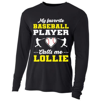 My Favorite Baseball Player Calls Me Lollie Mother's Day Cooling Performance Long Sleeve Crew