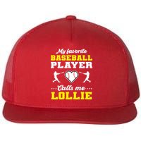 My Favorite Baseball Player Calls Me Lollie Mother's Day Flat Bill Trucker Hat