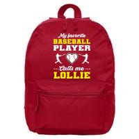 My Favorite Baseball Player Calls Me Lollie Mother's Day 16 in Basic Backpack