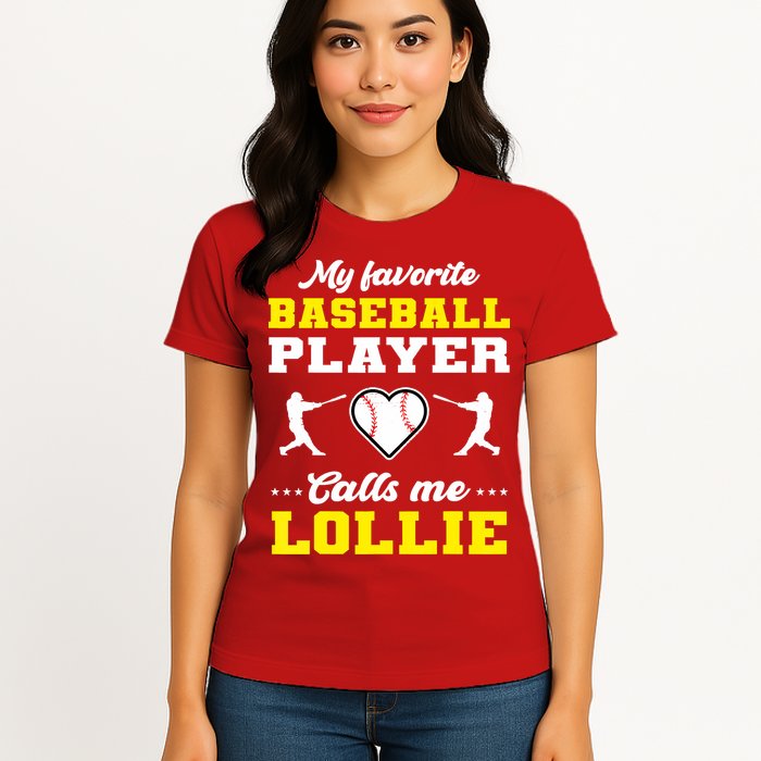My Favorite Baseball Player Calls Me Lollie Mother's Day Womens T-Shirt