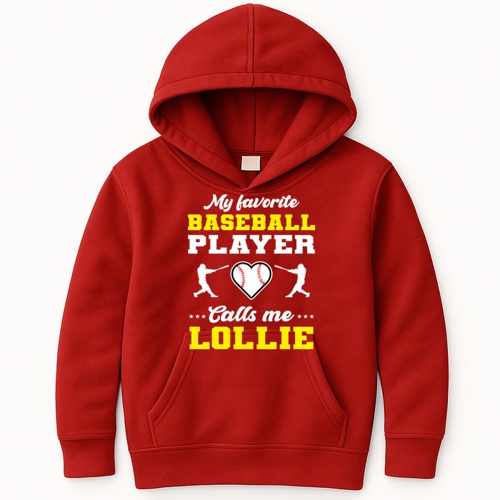 My Favorite Baseball Player Calls Me Lollie Mother's Day Kids Hoodie