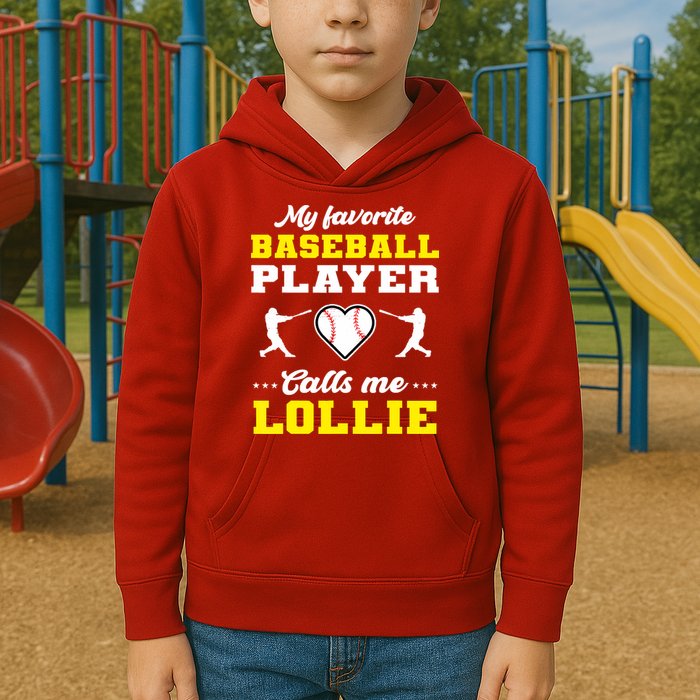 My Favorite Baseball Player Calls Me Lollie Mother's Day Kids Hoodie