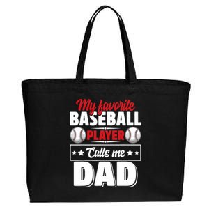 My Favorite Baseball Player Calls Me Dad Cotton Canvas Jumbo Tote