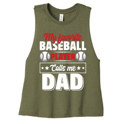 My Favorite Baseball Player Calls Me Dad Women's Racerback Cropped Tank