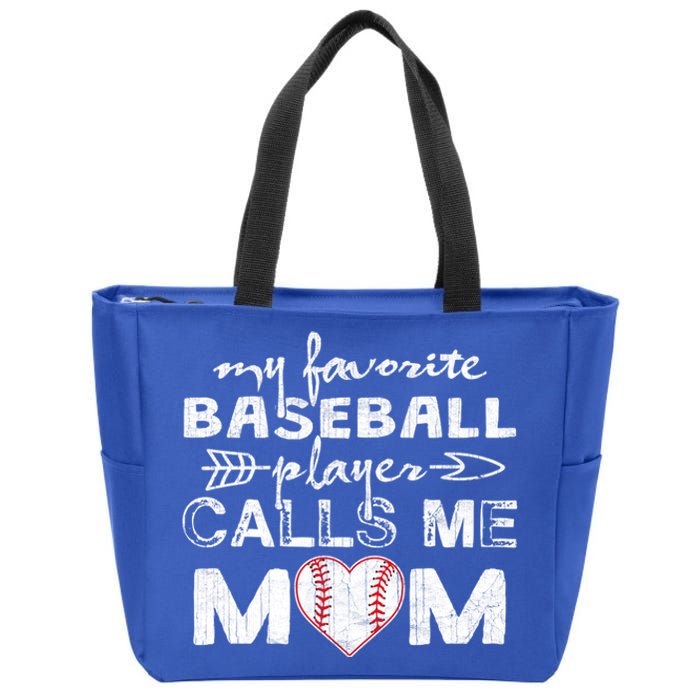 My Favorite Baseball Player Calls Me Mom Gift Mother's Day Gift Zip Tote Bag