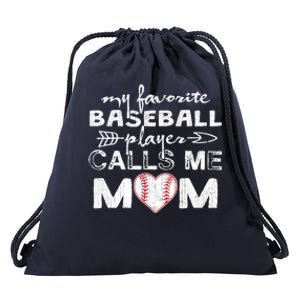 My Favorite Baseball Player Calls Me Mom Gift Mother's Day Gift Drawstring Bag