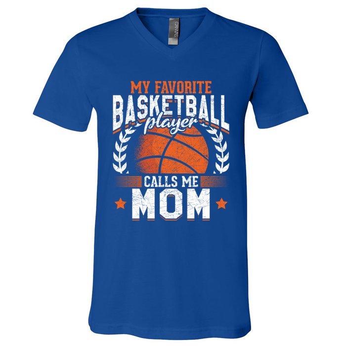 My Favorite Basketball Player Calls Me Mom Basketball Great Gift V-Neck T-Shirt