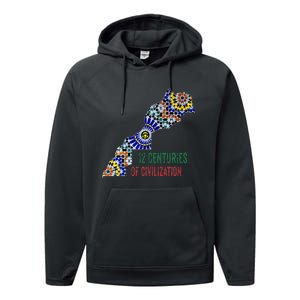 Moroccan Flag Backsplash Tile Moroccan Zellige Tile Performance Fleece Hoodie