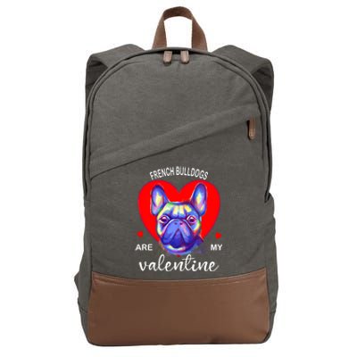 My French Bulldog Is My Valentine Frenchie Meaningful Gift Cotton Canvas Backpack