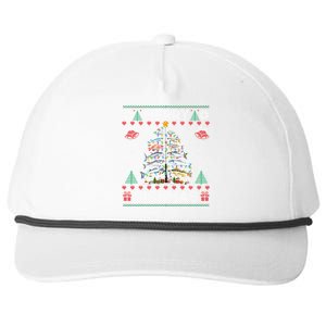 Merry Fishmas Bass Fish Fishing Christmas Ugly Sweater Xmas Gift Snapback Five-Panel Rope Hat