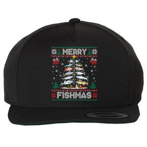 Merry Fishmas Bass Fish Fishing Christmas Ugly Sweater Xmas Gift Wool Snapback Cap