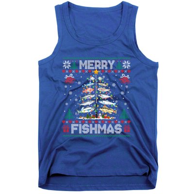 Merry Fishmas Bass Fish Fishing Christmas Ugly Sweater Xmas Gift Tank Top