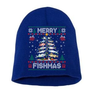 Merry Fishmas Bass Fish Fishing Christmas Ugly Sweater Xmas Gift Short Acrylic Beanie