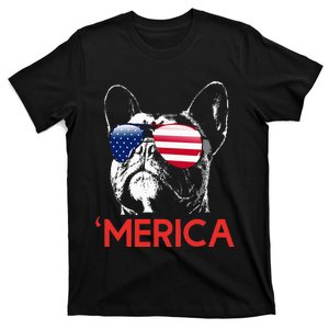 Merica French Bulldog American Flag 4th Of July Frenchie T-Shirt