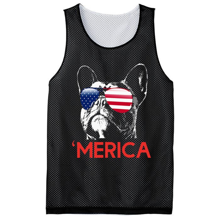 Merica French Bulldog American Flag 4th Of July Frenchie Mesh Reversible Basketball Jersey Tank