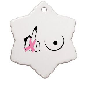 Middle Finger Breast Cancer Support Ceramic Star Ornament