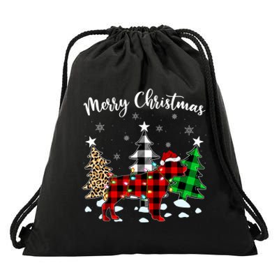 Matching Family Buffalo Plaid Rottweiler Dog Christmas Drawstring Bag