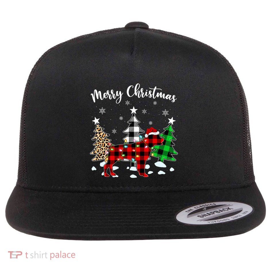 Matching Family Buffalo Plaid Rottweiler Dog Christmas Flat Bill Trucker Hat
