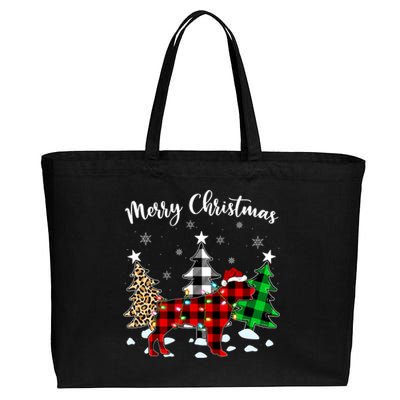 Matching Family Buffalo Plaid Rottweiler Dog Christmas Cotton Canvas Jumbo Tote