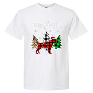 Matching Family Buffalo Plaid Rottweiler Dog Christmas Garment-Dyed Heavyweight T-Shirt