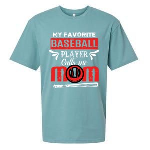 My Favorite Baseball Player Calls Me Mom Mothers Day Cool Gift Sueded Cloud Jersey T-Shirt