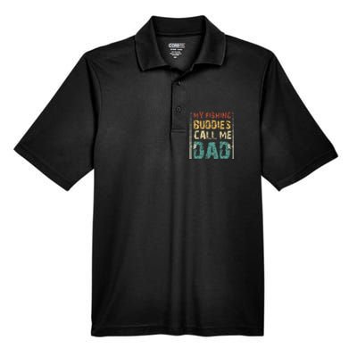 My Fishing Buddies Call Me Dad Father's Day Fisherman Daddy Men's Origin Performance Pique Polo