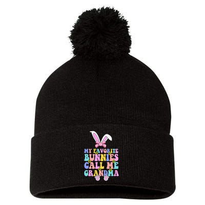 My Favorite Bunnies Call Me Grandma Easter Day Pom Pom 12in Knit Beanie