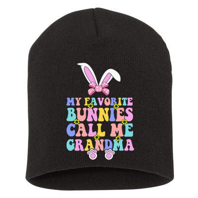 My Favorite Bunnies Call Me Grandma Easter Day Short Acrylic Beanie