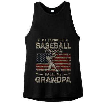 My Favorite Baseball Player Calls Me Grandpa FatherS Day Ladies PosiCharge Tri-Blend Wicking Tank