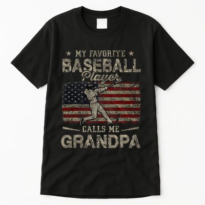 My Favorite Baseball Player Calls Me Grandpa FatherS Day Tall T-Shirt